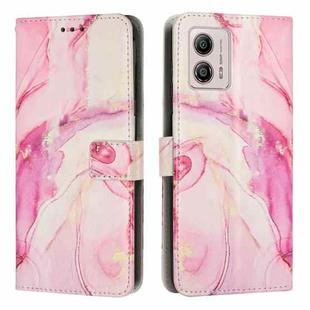 For Motorola Moto G73 Painted Marble Pattern Leather Phone Case(Rose Gold)