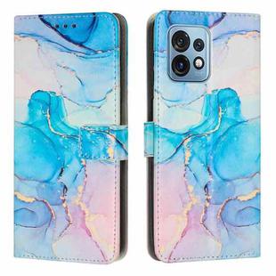 For Motorola Moto X40/X40 Pro/Edge+ 2023 Painted Marble Pattern Leather Phone Case(Pink Green)