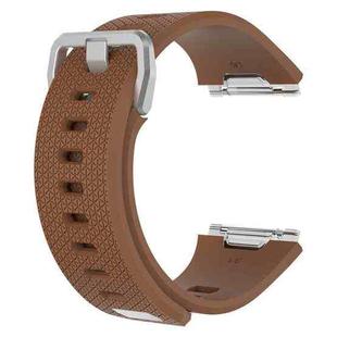 For Fitbit Ionic Herringbone Texture Silicone  Watch Band with Buckle, Size:S(Coffee)