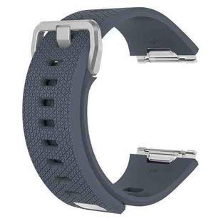 For Fitbit Ionic Herringbone Texture Silicone  Watch Band with Buckle, Size:S(Blue Grey)
