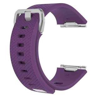 For Fitbit Ionic Herringbone Texture Silicone  Watch Band with Buckle, Size:L(Dark Purple)