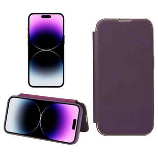 For iPhone 14 Pro Max Plain Skin Shield Leather Phone Case(Dark Purple)
