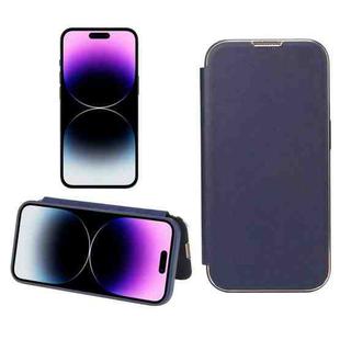 For iPhone 14 Plus Plain Skin Shield Leather Phone Case(Royal Blue)