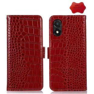 For Honor X5 Crocodile Top Layer Cowhide Leather Phone Case(Red)