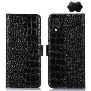 For Honor X5 Crocodile Top Layer Cowhide Leather Phone Case(Black)