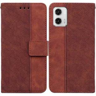 For Motorola Moto  G73 Geometric Embossed Leather Phone Case(Brown)