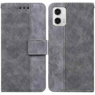 For Motorola Moto  G73 Geometric Embossed Leather Phone Case(Grey)