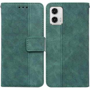 For Motorola Moto  G73 Geometric Embossed Leather Phone Case(Green)