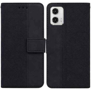 For Motorola Moto  G73 Geometric Embossed Leather Phone Case(Black)