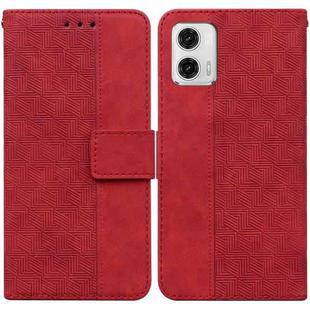 For Motorola Moto  G73 Geometric Embossed Leather Phone Case(Red)