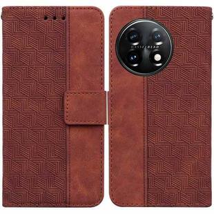 For OnePlus 11 Geometric Embossed Leather Phone Case(Brown)