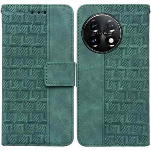 For OnePlus 11 Geometric Embossed Leather Phone Case(Green)