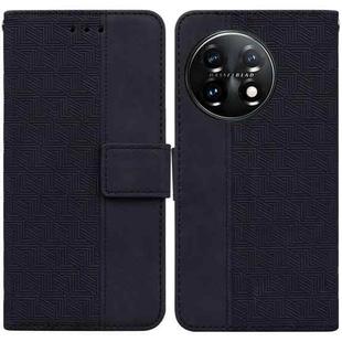 For OnePlus 11 Geometric Embossed Leather Phone Case(Black)