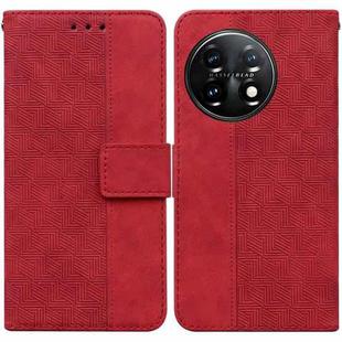 For OnePlus 11 Geometric Embossed Leather Phone Case(Red)