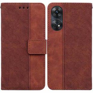 For OPPO Reno8 T  4G Geometric Embossed Leather Phone Case(Brown)