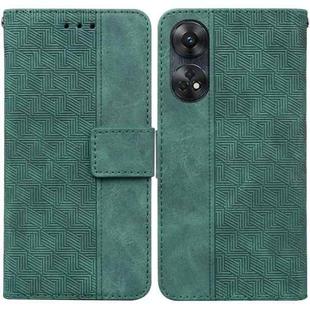 For OPPO Reno8 T  4G Geometric Embossed Leather Phone Case(Green)