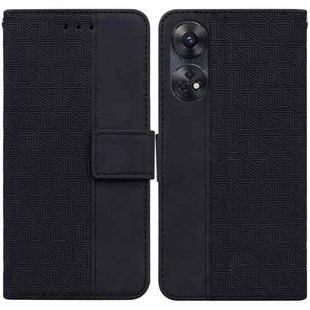 For OPPO Reno8 T  4G Geometric Embossed Leather Phone Case(Black)