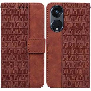 For OPPO Reno8 T  5G / A1 Pro 5G Geometric Embossed Leather Phone Case(Brown)