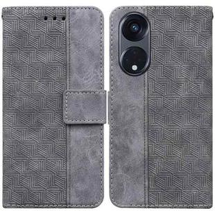 For OPPO Reno8 T  5G / A1 Pro 5G Geometric Embossed Leather Phone Case(Grey)