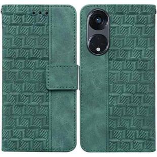 For OPPO Reno8 T  5G / A1 Pro 5G Geometric Embossed Leather Phone Case(Green)