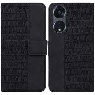 For OPPO Reno8 T  5G / A1 Pro 5G Geometric Embossed Leather Phone Case(Black)