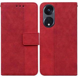 For OPPO Reno8 T  5G / A1 Pro 5G Geometric Embossed Leather Phone Case(Red)