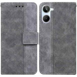 For Realme 10 4G Geometric Embossed Leather Phone Case(Grey)