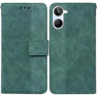 For Realme 10 4G Geometric Embossed Leather Phone Case(Green)