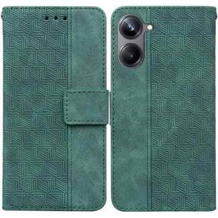 For Realme 10 Pro 5G Geometric Embossed Leather Phone Case(Green)