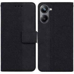 For Realme 10 Pro 5G Geometric Embossed Leather Phone Case(Black)