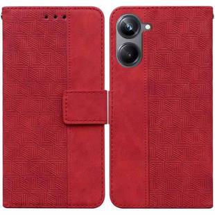 For Realme 10 Pro 5G Geometric Embossed Leather Phone Case(Red)