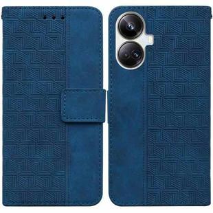 For Realme 10 Pro+ Geometric Embossed Leather Phone Case(Blue)