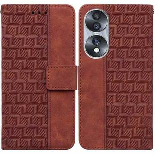 For Honor 70 Geometric Embossed Leather Phone Case(Brown)