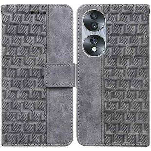 For Honor 70 Geometric Embossed Leather Phone Case(Grey)