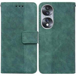 For Honor 70 Geometric Embossed Leather Phone Case(Green)