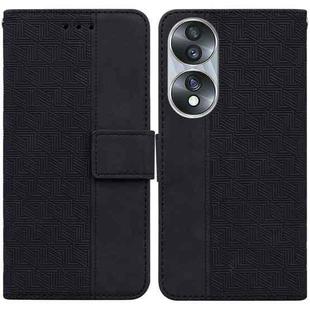 For Honor 70 Geometric Embossed Leather Phone Case(Black)