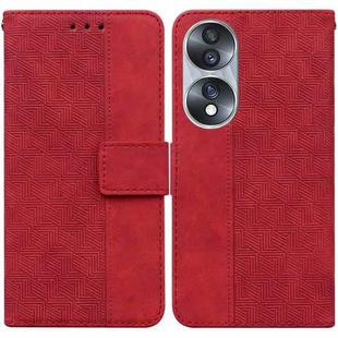 For Honor 70 Geometric Embossed Leather Phone Case(Red)