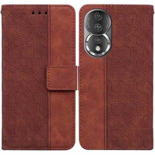 For Honor 80 Geometric Embossed Leather Phone Case(Brown)