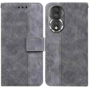 For Honor 80 Geometric Embossed Leather Phone Case(Grey)