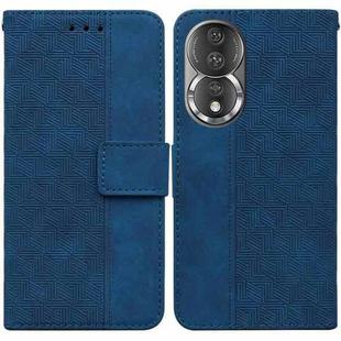 For Honor 80 Geometric Embossed Leather Phone Case(Blue)