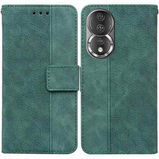 For Honor 80 Geometric Embossed Leather Phone Case(Green)