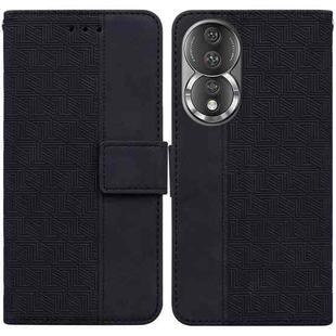For Honor 80 Geometric Embossed Leather Phone Case(Black)