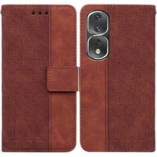 For Honor 80 Pro Geometric Embossed Leather Phone Case(Brown)