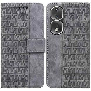 For Honor 80 Pro Geometric Embossed Leather Phone Case(Grey)