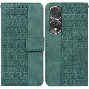 For Honor 80 Pro Geometric Embossed Leather Phone Case(Green)
