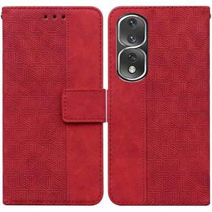 For Honor 80 Pro Geometric Embossed Leather Phone Case(Red)