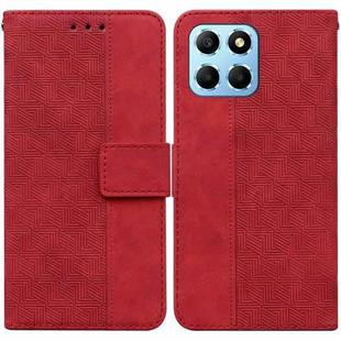 For Honor X8 5G Geometric Embossed Leather Phone Case(Red)