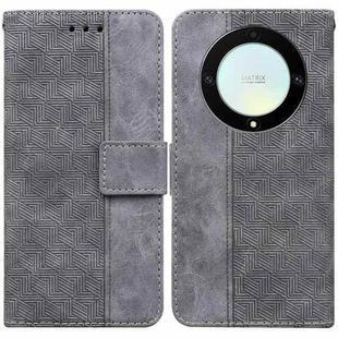 For Honor X9a Geometric Embossed Leather Phone Case(Grey)