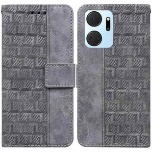 For Honor X7a Geometric Embossed Leather Phone Case(Grey)