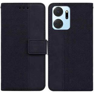 For Honor X7a Geometric Embossed Leather Phone Case(Black)